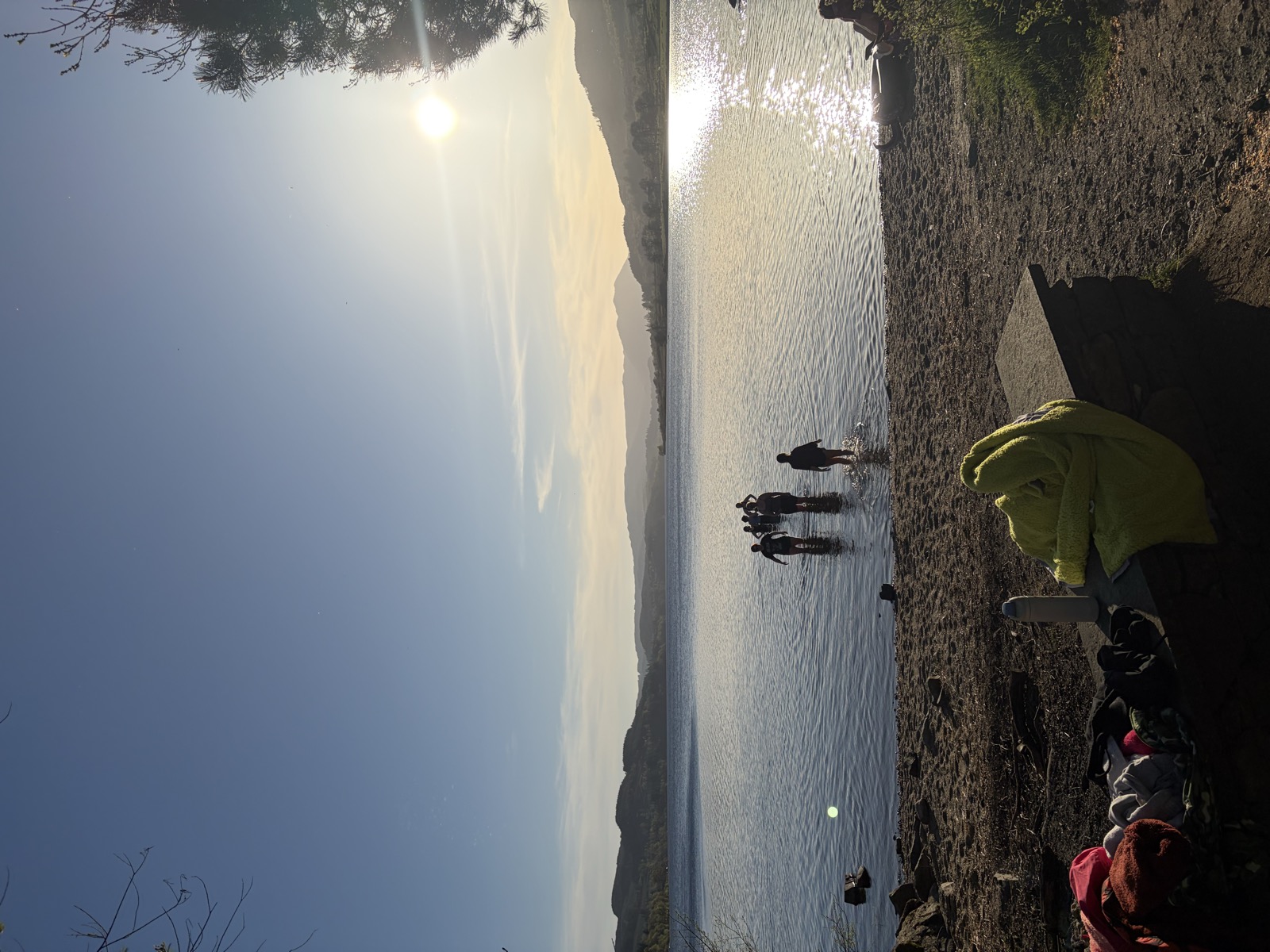 People swimming in the loch